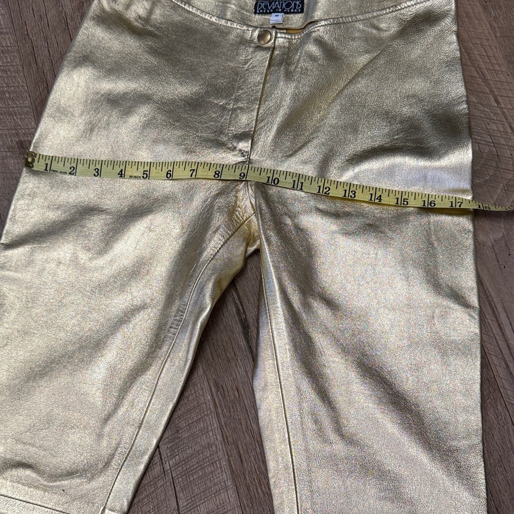Lamb Leather Gold Flare Pants - Picture 8 of 13